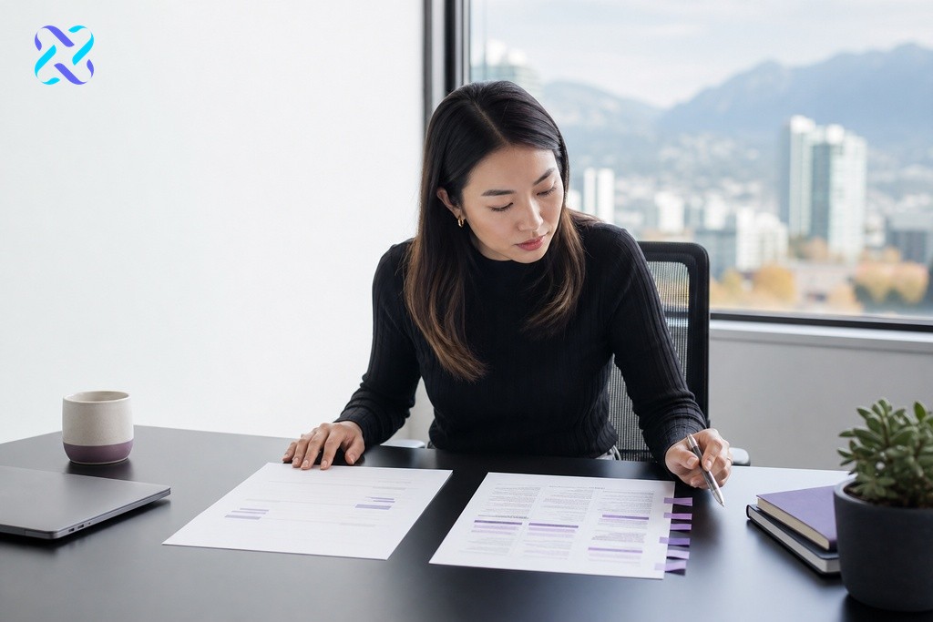 Marketer comparing cheap SEO vs professional SEO strategy documents side by side on a modern desk