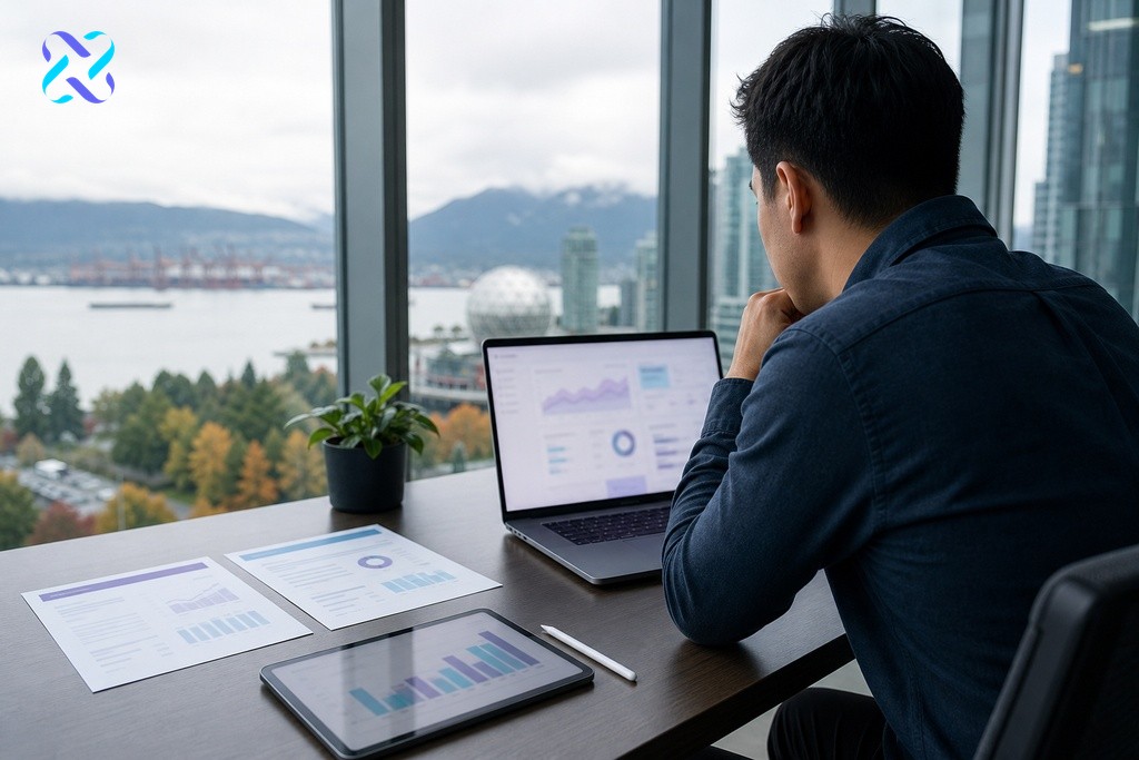 Marketer reviewing Meta paid advertising cost comparison dashboard for Instagram vs Facebook ad budget allocation